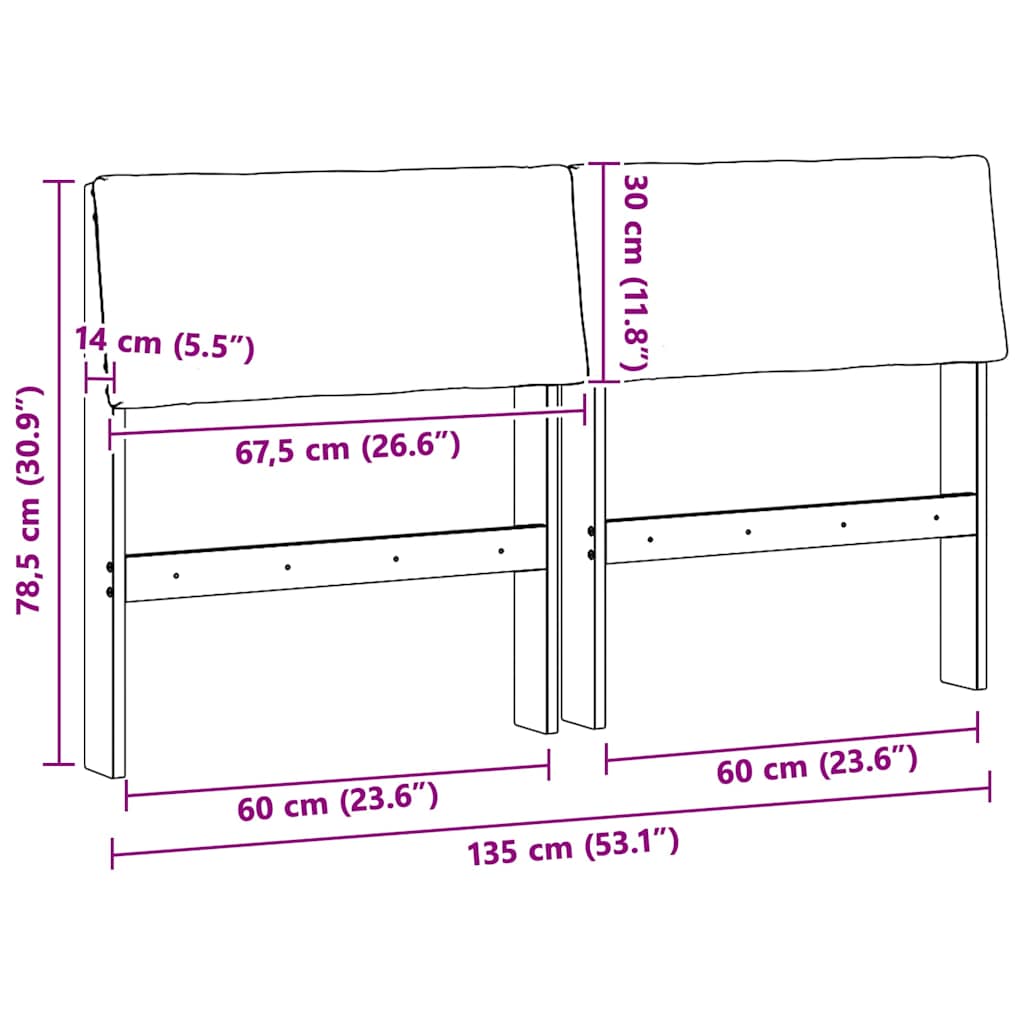 Gestoffeerd hoofdbord Zwart 135 cm Massief grenenhout is nu te koop bij PeponiXL, paradijselijk wonen!