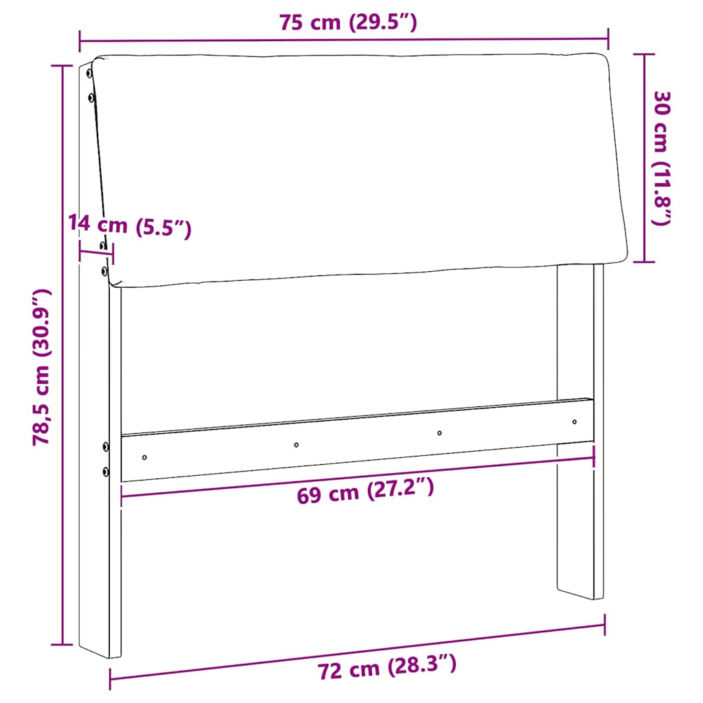 Gestoffeerd hoofdbord Zwart 75 cm Massief grenenhout is nu te koop bij PeponiXL, paradijselijk wonen!