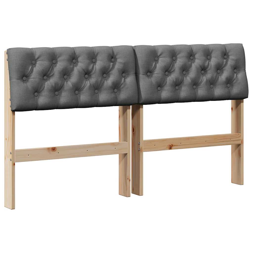 Gestoffeerd hoofdbord Donkergrijs 135 cm Massief grenenhout is nu te koop bij PeponiXL, paradijselijk wonen!