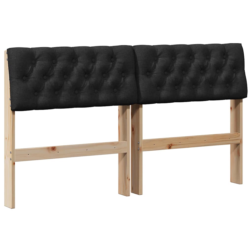 Gestoffeerd hoofdbord Zwart 135 cm Massief grenenhout is nu te koop bij PeponiXL, paradijselijk wonen!