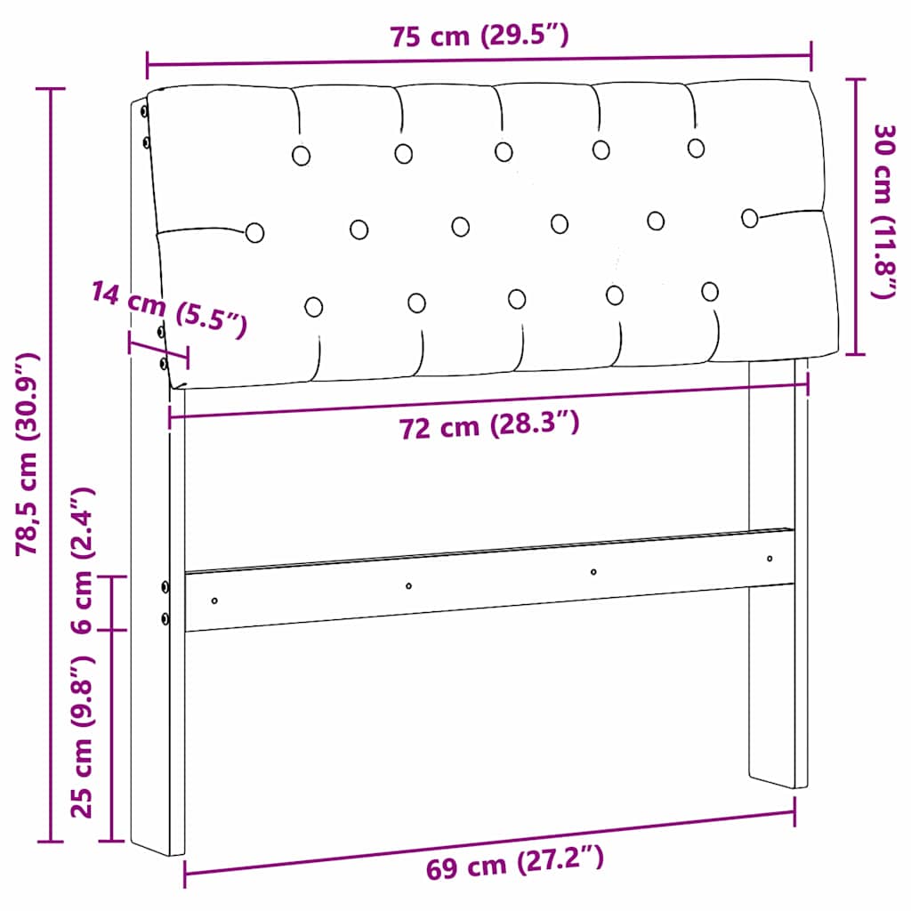 Gestoffeerd hoofdbord Taupe 75 cm Massief grenenhout is nu te koop bij PeponiXL, paradijselijk wonen!