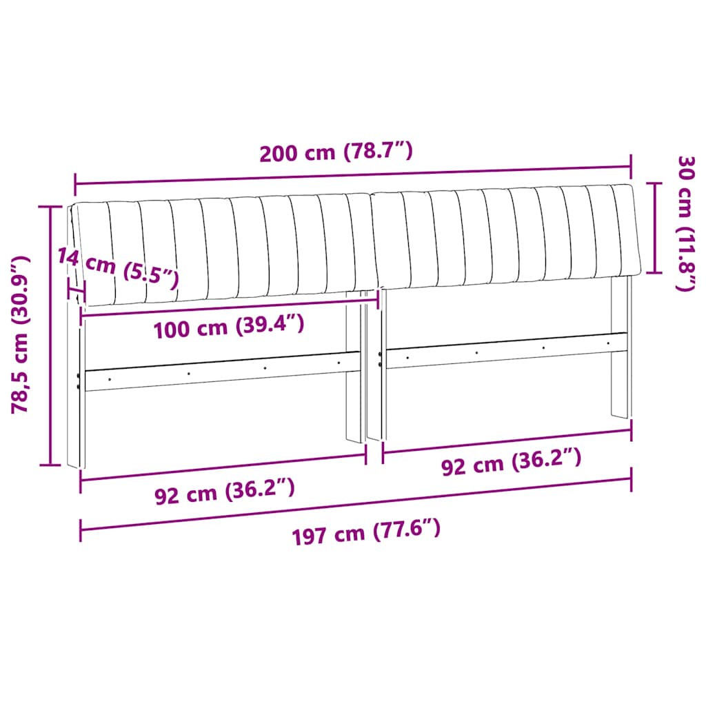 Gestoffeerd hoofdbord Zwart 200 cm Massief grenenhout is nu te koop bij PeponiXL, paradijselijk wonen!