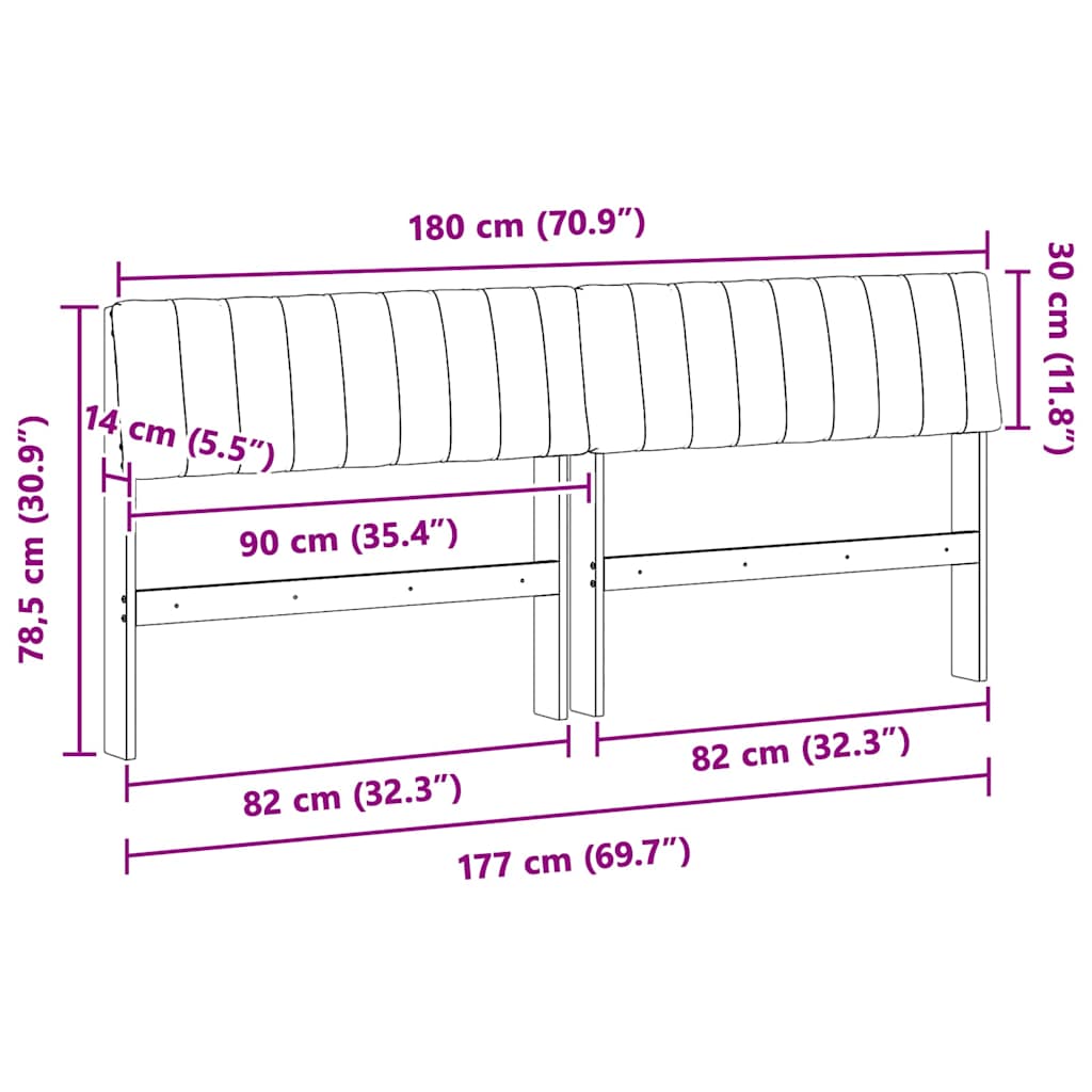 Gestoffeerd hoofdbord Zwart 180 cm Massief grenenhout is nu te koop bij PeponiXL, paradijselijk wonen!