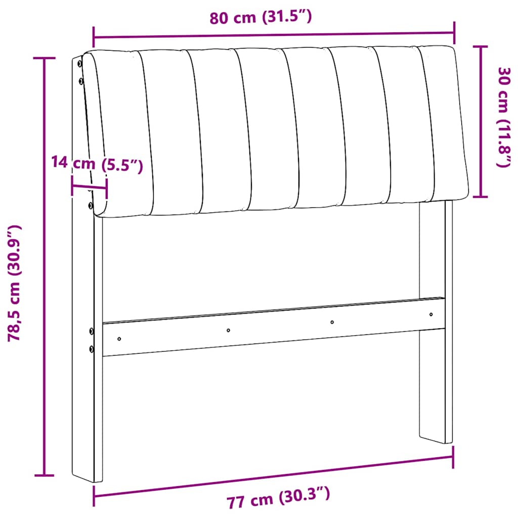 Gestoffeerd hoofdbord Donkergrijs 80 cm Massief grenenhout is nu te koop bij PeponiXL, paradijselijk wonen!