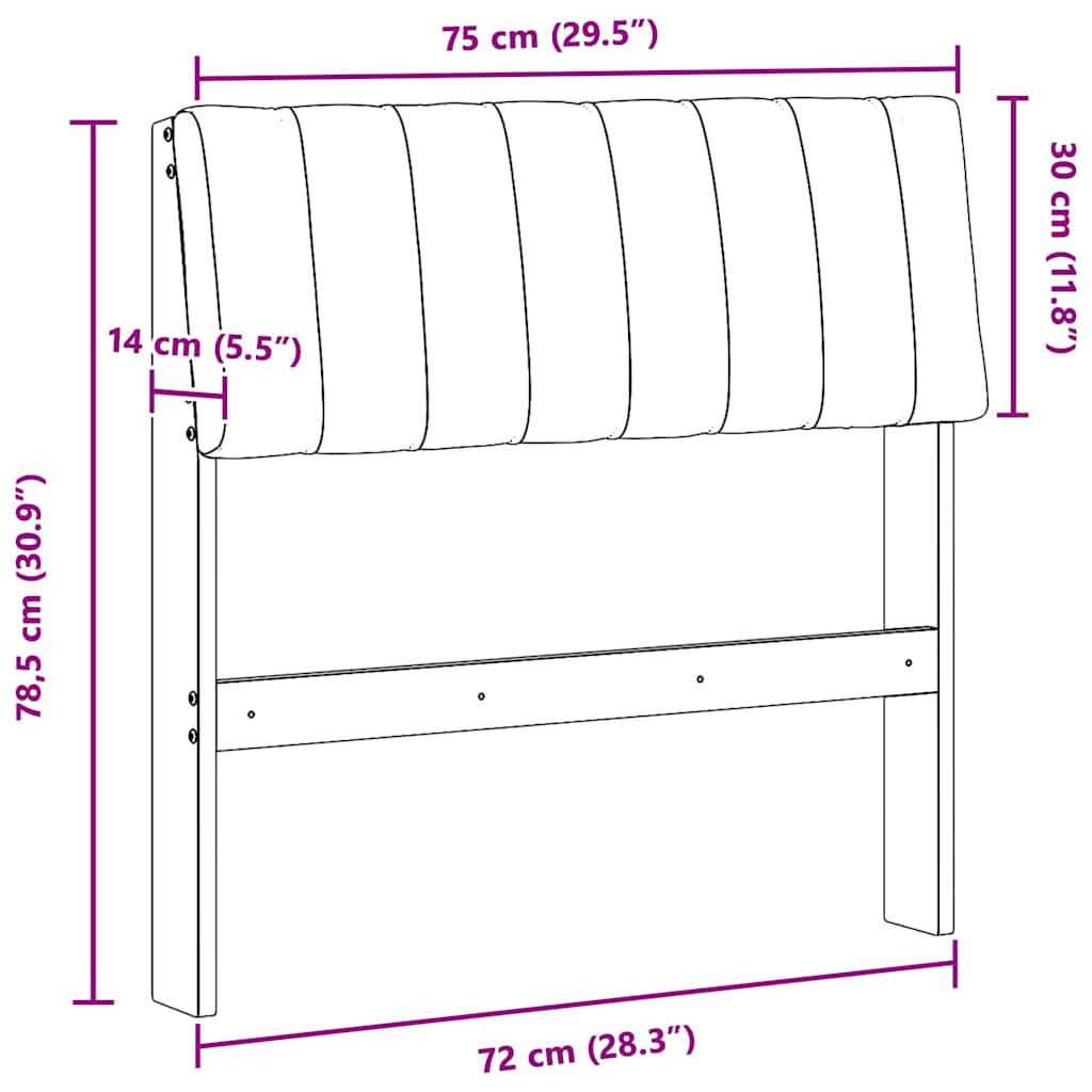 Gestoffeerd hoofdbord Zwart 75 cm Massief grenenhout is nu te koop bij PeponiXL, paradijselijk wonen!