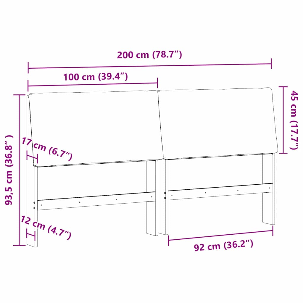 Gestoffeerd hoofdbord Donkergrijs 200 cm Massief grenenhout is nu te koop bij PeponiXL, paradijselijk wonen!