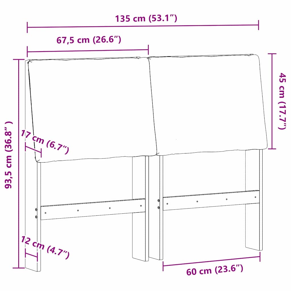 Gestoffeerd hoofdbord Donkergrijs 135 cm Massief grenenhout is nu te koop bij PeponiXL, paradijselijk wonen!