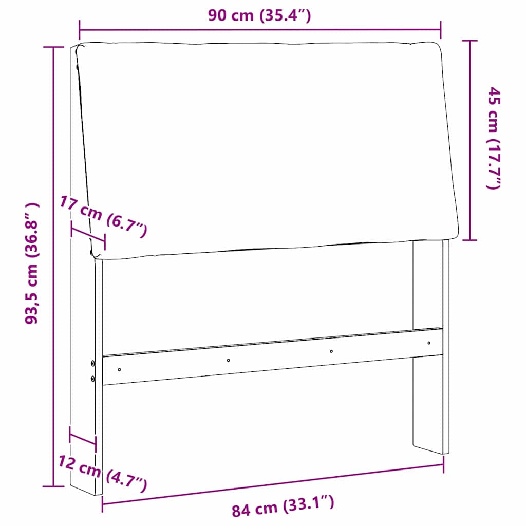 Gestoffeerd hoofdbord Donkergrijs 90 cm Massief grenenhout is nu te koop bij PeponiXL, paradijselijk wonen!