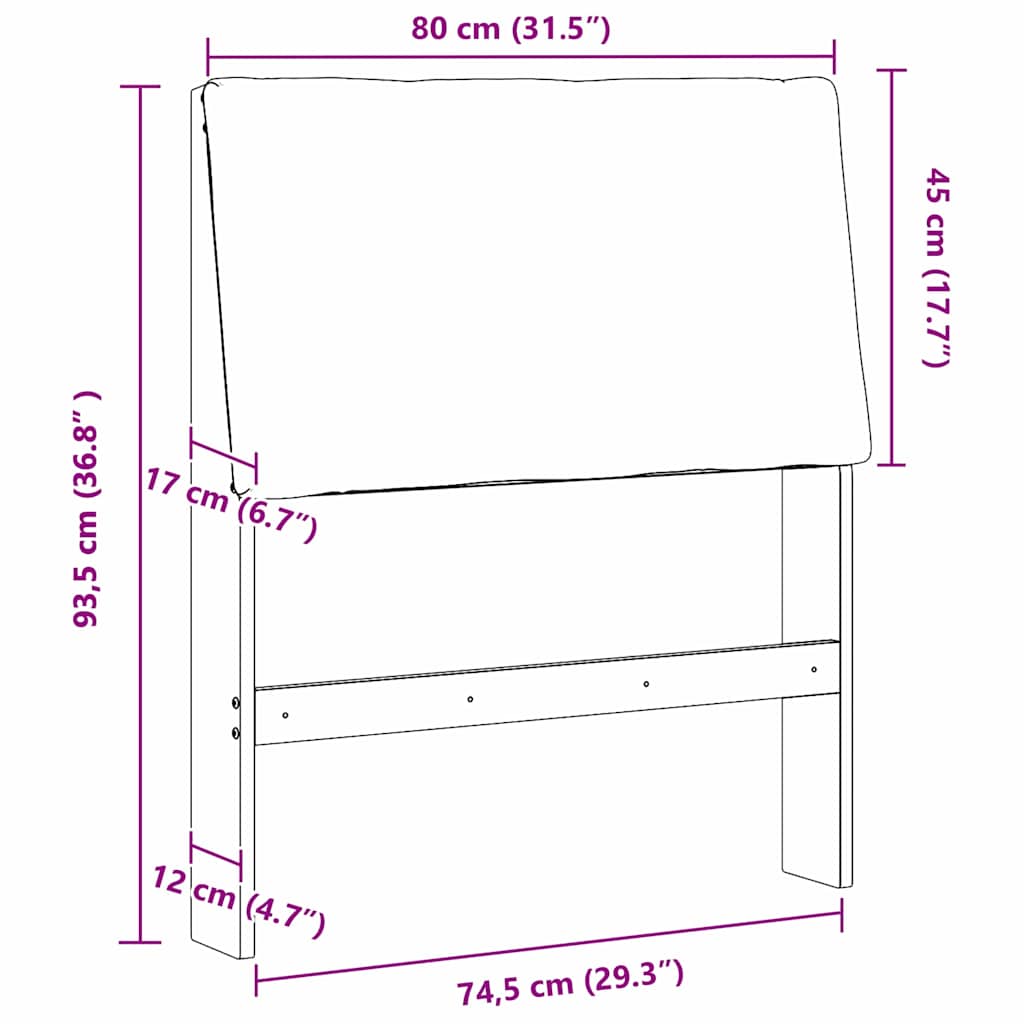 Gestoffeerd hoofdbord Zwart 80 cm Massief grenenhout is nu te koop bij PeponiXL, paradijselijk wonen!