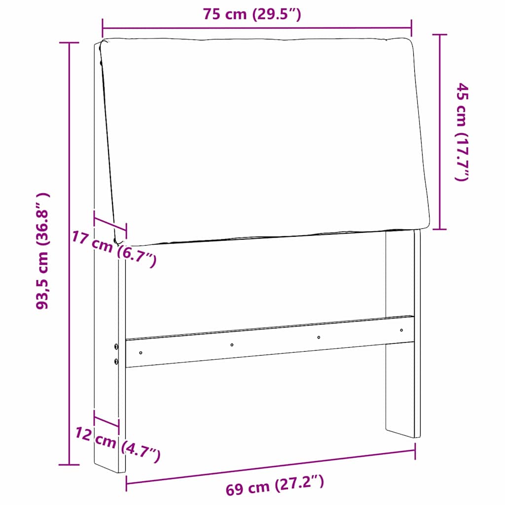 Gestoffeerd hoofdbord Lichtgrijs 75 cm Massief grenenhout is nu te koop bij PeponiXL, paradijselijk wonen!