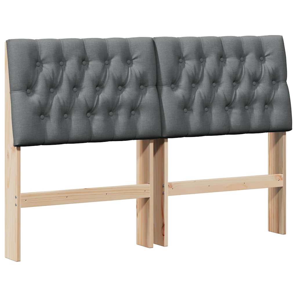 Gestoffeerd hoofdbord Donkergrijs 135 cm Massief grenenhout is nu te koop bij PeponiXL, paradijselijk wonen!