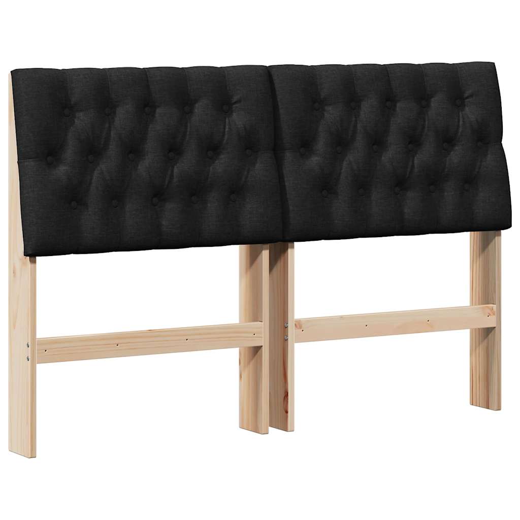 Gestoffeerd hoofdbord Zwart 135 cm Massief grenenhout is nu te koop bij PeponiXL, paradijselijk wonen!
