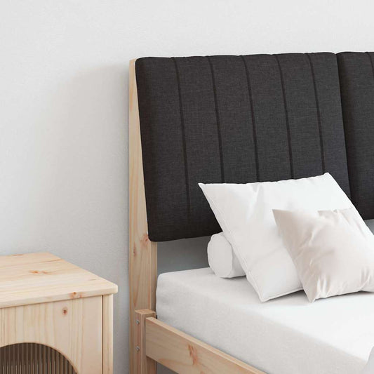 Gestoffeerd hoofdbord Zwart 120 cm Massief grenenhout is nu te koop bij PeponiXL, paradijselijk wonen!