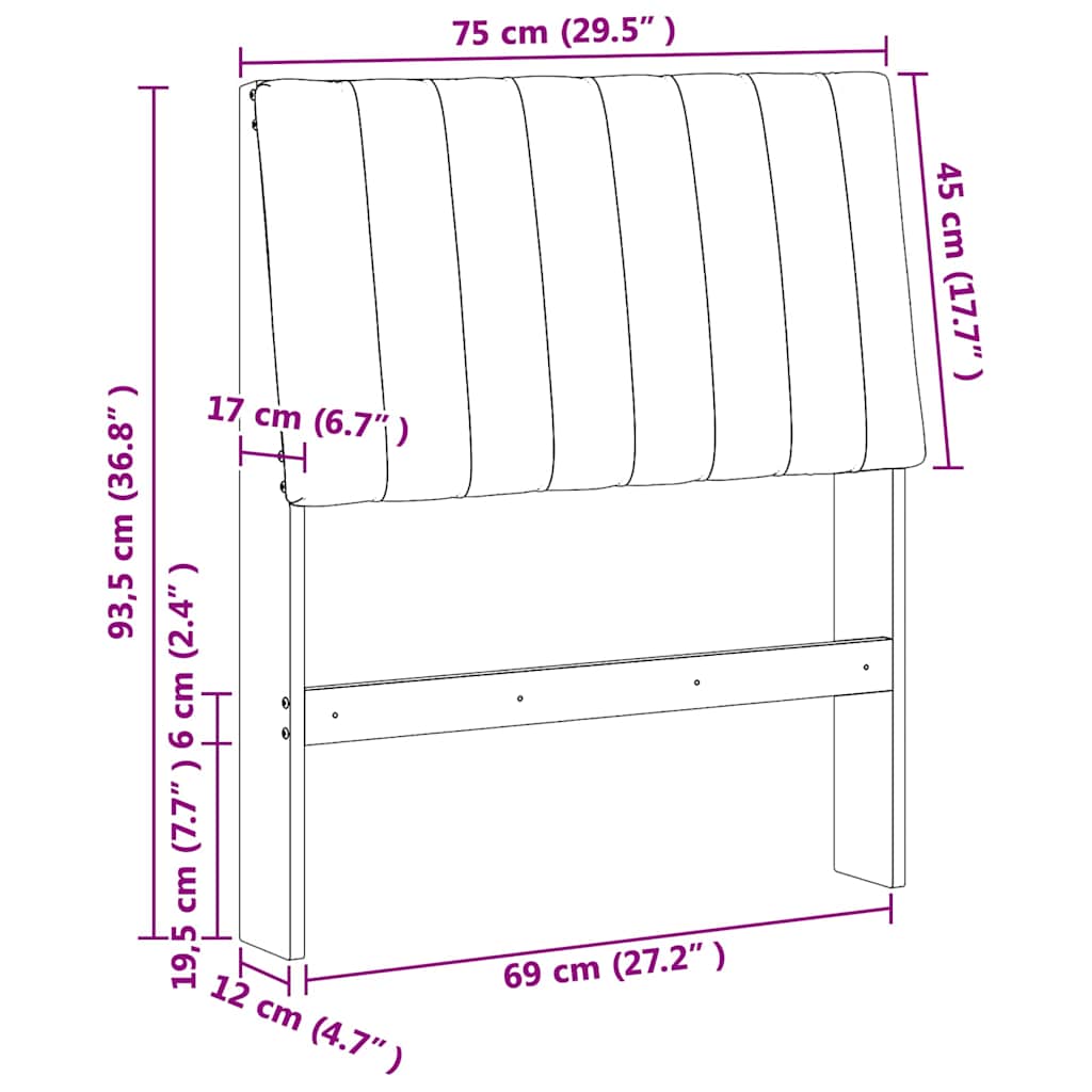 Gestoffeerd hoofdbord Zwart 75 cm Massief grenenhout is nu te koop bij PeponiXL, paradijselijk wonen!