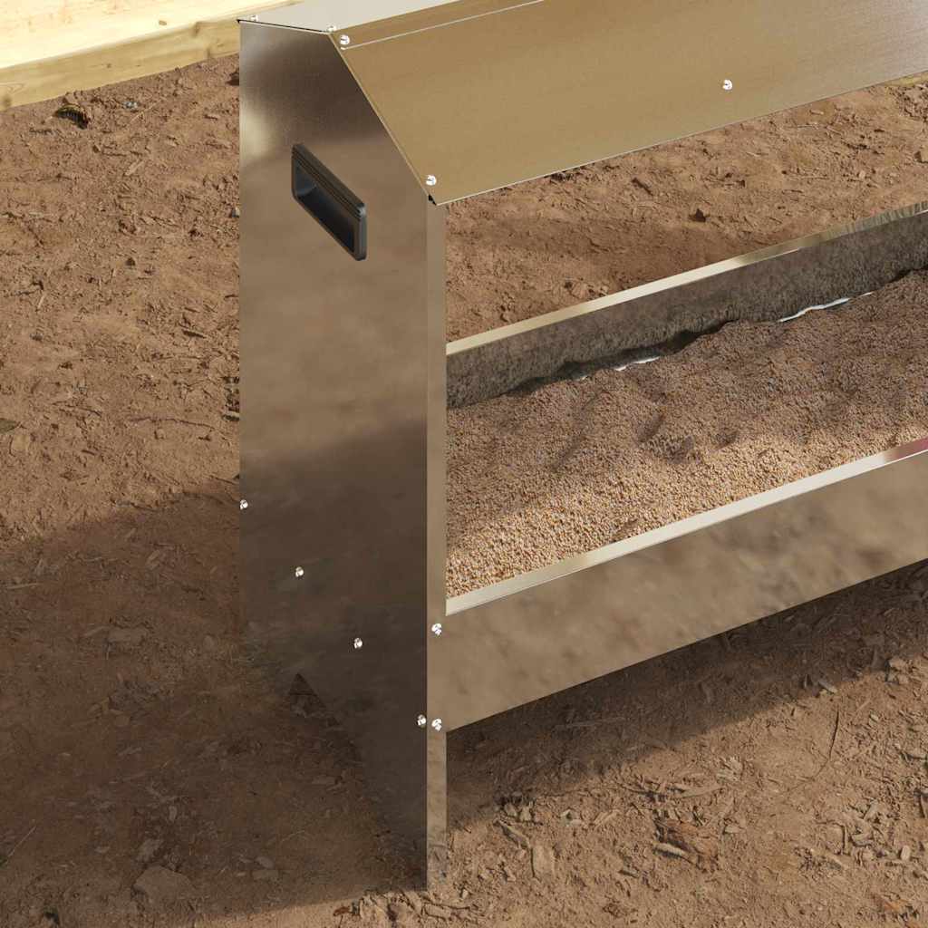 Kippen voederbak Zilver 81 x 32 x 53,5 cm Gegalvaniseerd staal is nu te koop bij PeponiXL, paradijselijk wonen!