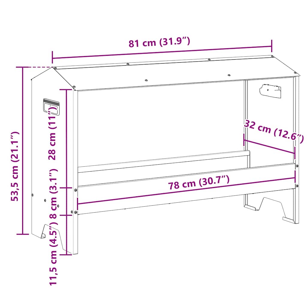 Kippen voederbak Zilver 81 x 32 x 53,5 cm Gegalvaniseerd staal is nu te koop bij PeponiXL, paradijselijk wonen!