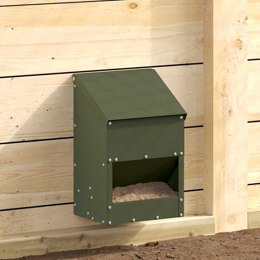 Kip voerbak Olijf Groen 21 x 16 x 33 cm Koudgewalst Staal is nu te koop bij PeponiXL, paradijselijk wonen!