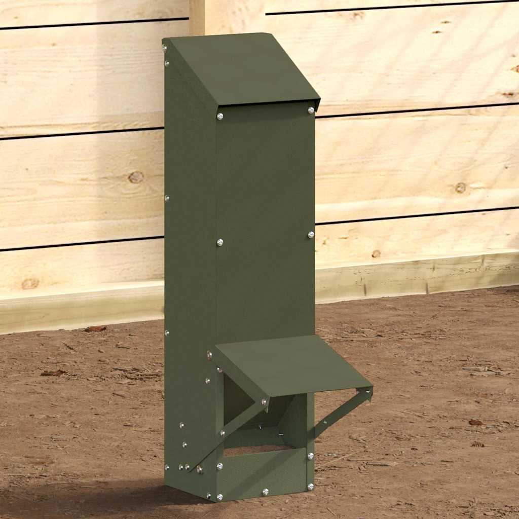 Kip voerbak Olijf Groen 13 x 12 x 51 cm Koudgewalst Staal is nu te koop bij PeponiXL, paradijselijk wonen!