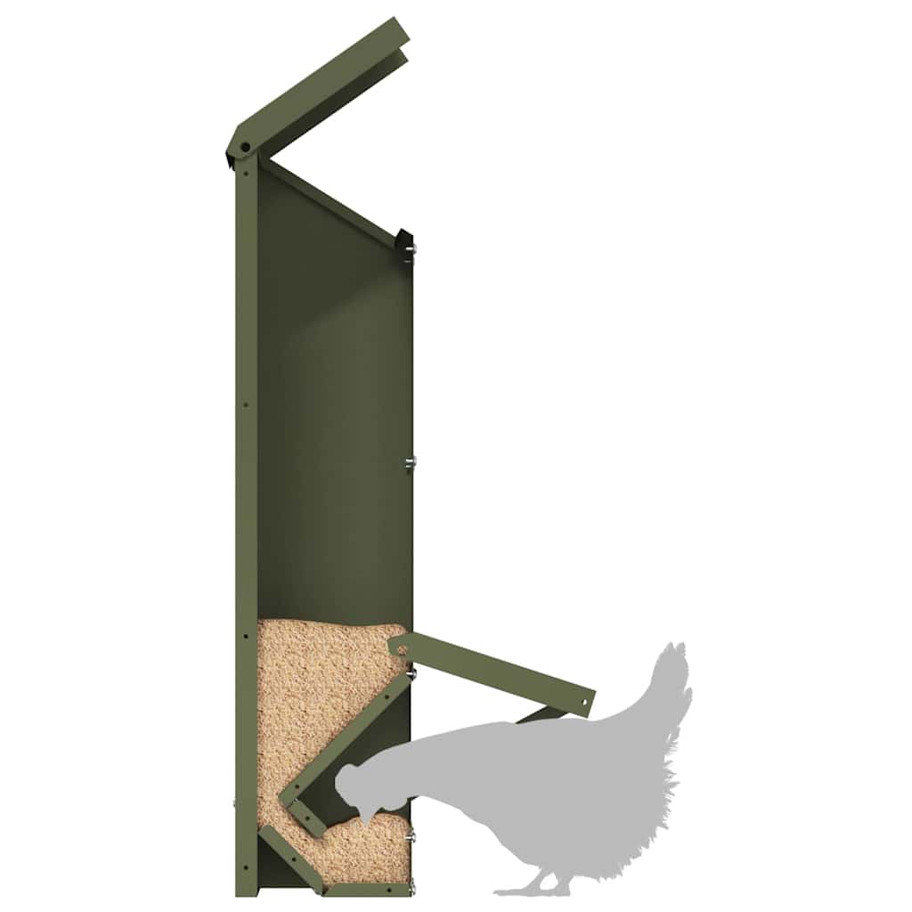 Kip voerbak Olijf Groen 13 x 12 x 51 cm Koudgewalst Staal is nu te koop bij PeponiXL, paradijselijk wonen!