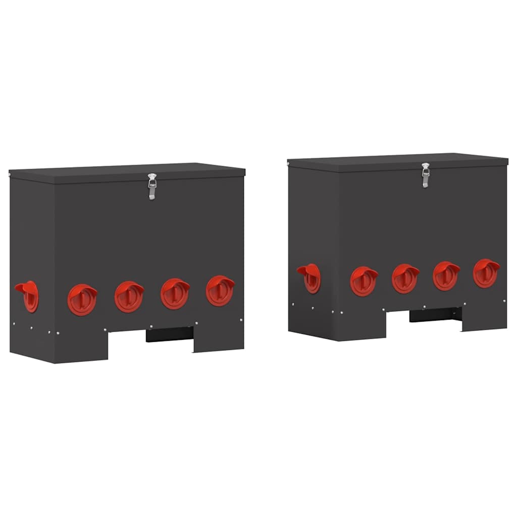 Kip voerbak 2 pcs Zwart 60,5 x 29 x 51 cm Koudgewalst Staal is nu te koop bij PeponiXL, paradijselijk wonen!