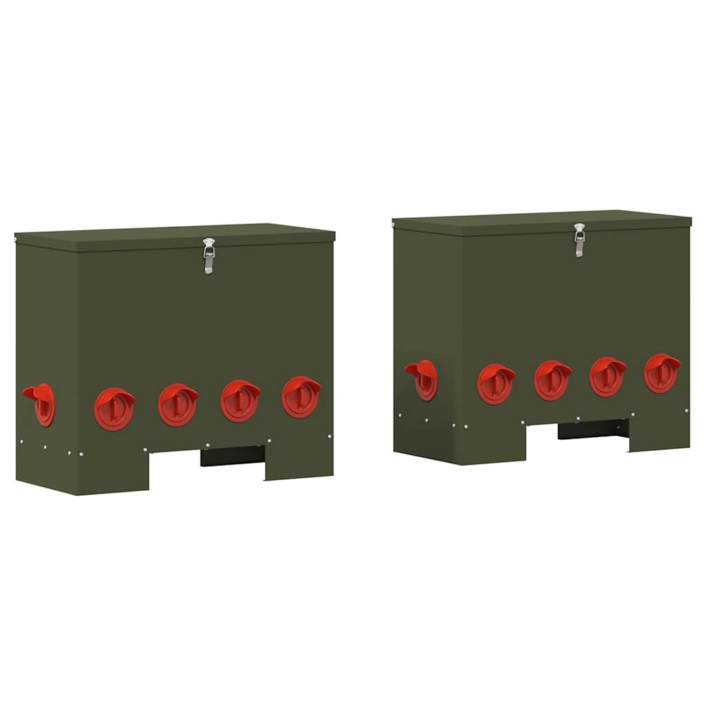 Kip voerbak 2 pcs Olijf Groen 60,5 x 29 x 51 cm is nu te koop bij PeponiXL, paradijselijk wonen!