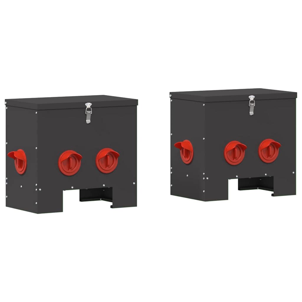 Kip voerbak 2 pcs Zwart 40,5 x 25 x 38 cm Koudgewalst Staal is nu te koop bij PeponiXL, paradijselijk wonen!