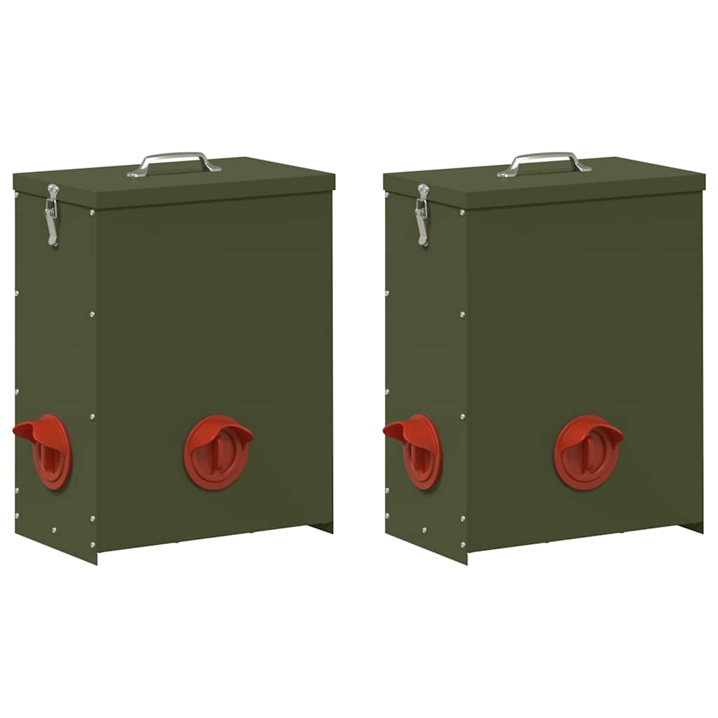 Kip voerbak 2 pcs Olijf Groen 32,5 x 20,5 x 43 cm is nu te koop bij PeponiXL, paradijselijk wonen!