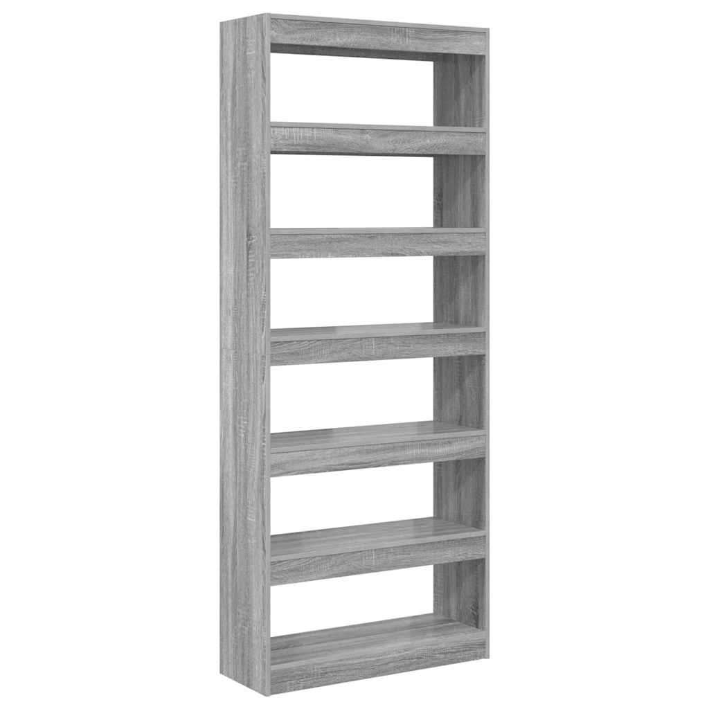 Boekenkast met plank Grijs Sonoma 80 x 30 x 198 cm Bewerkt hout is nu te koop bij PeponiXL, paradijselijk wonen!