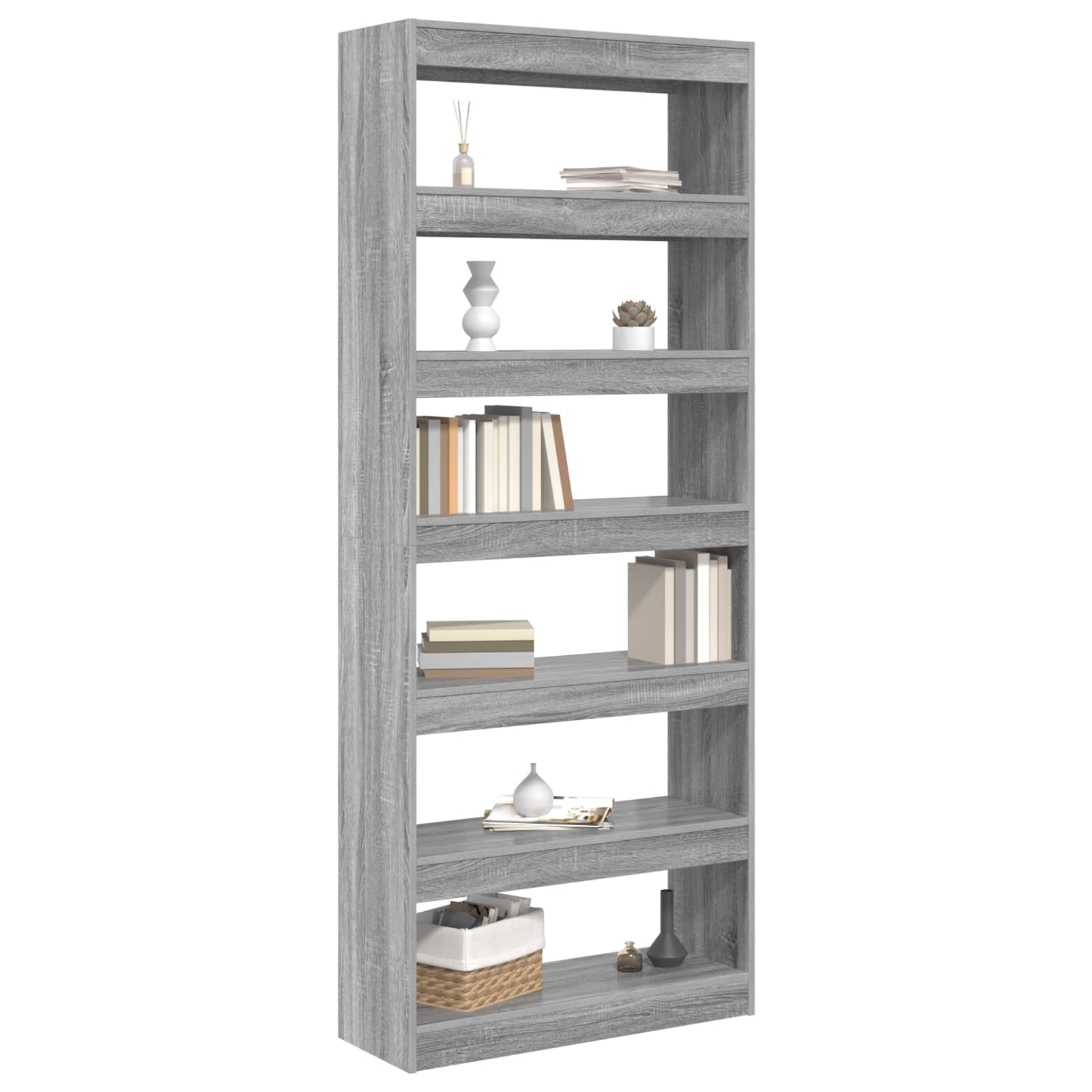 Boekenkast met plank Grijs Sonoma 80 x 30 x 198 cm Bewerkt hout is nu te koop bij PeponiXL, paradijselijk wonen!