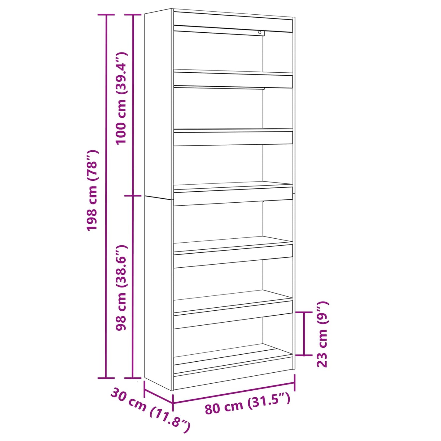 Boekenkast met plank Grijs Sonoma 80 x 30 x 198 cm Bewerkt hout is nu te koop bij PeponiXL, paradijselijk wonen!
