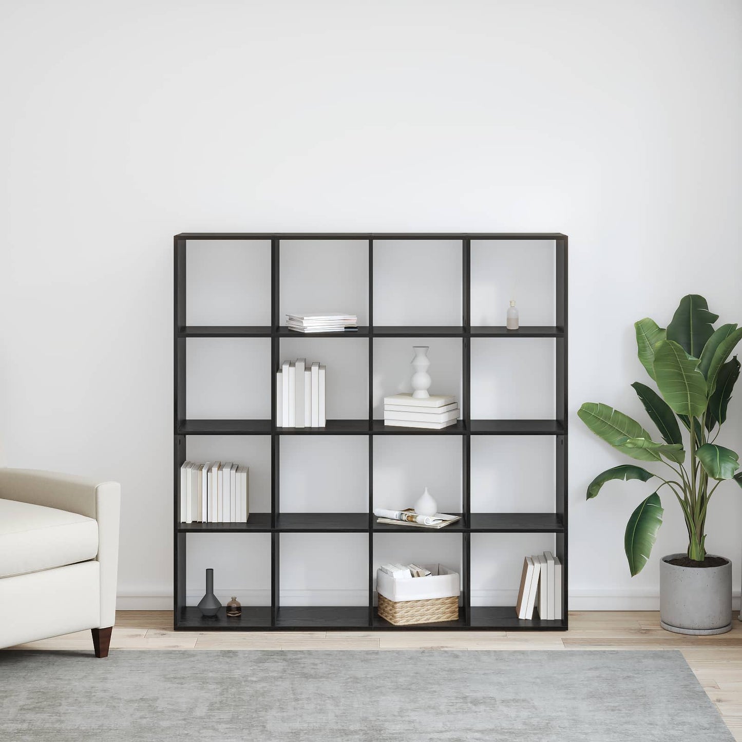Boekenkast Zwart Eiken 137,5 x 29 x 137,5 cm Bewerkt hout is nu te koop bij PeponiXL, paradijselijk wonen!