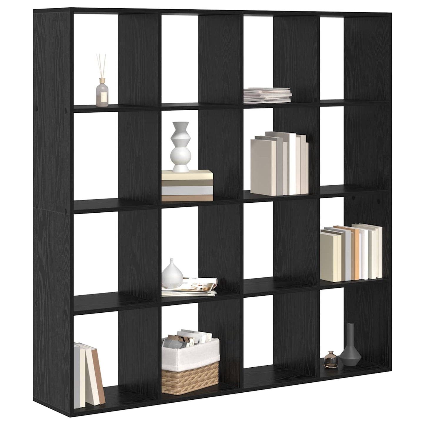 Boekenkast Zwart Eiken 137,5 x 29 x 137,5 cm Bewerkt hout is nu te koop bij PeponiXL, paradijselijk wonen!