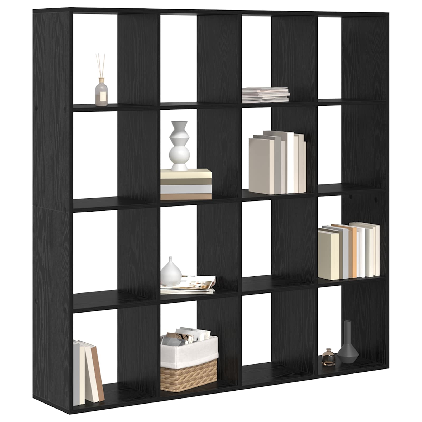 Boekenkast Zwart Eiken 137,5 x 29 x 137,5 cm Bewerkt hout is nu te koop bij PeponiXL, paradijselijk wonen!