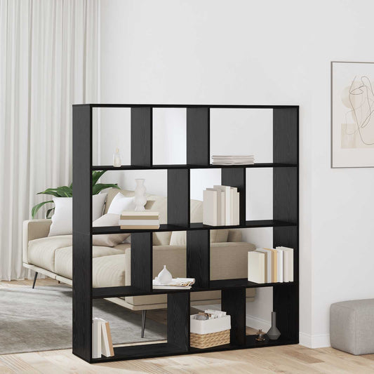 Boekenkast Zwart Eiken 132 x 29 x 141,5 cm Bewerkt hout is nu te koop bij PeponiXL, paradijselijk wonen!