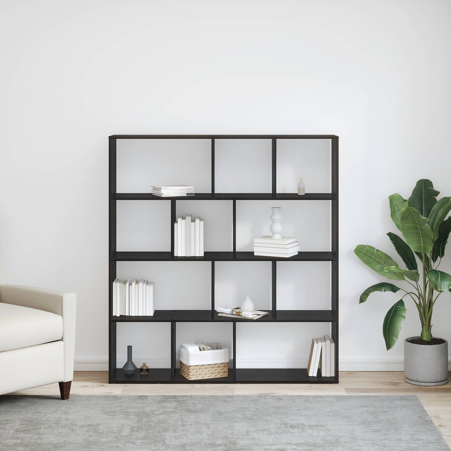 Boekenkast Zwart Eiken 132 x 29 x 141,5 cm Bewerkt hout is nu te koop bij PeponiXL, paradijselijk wonen!
