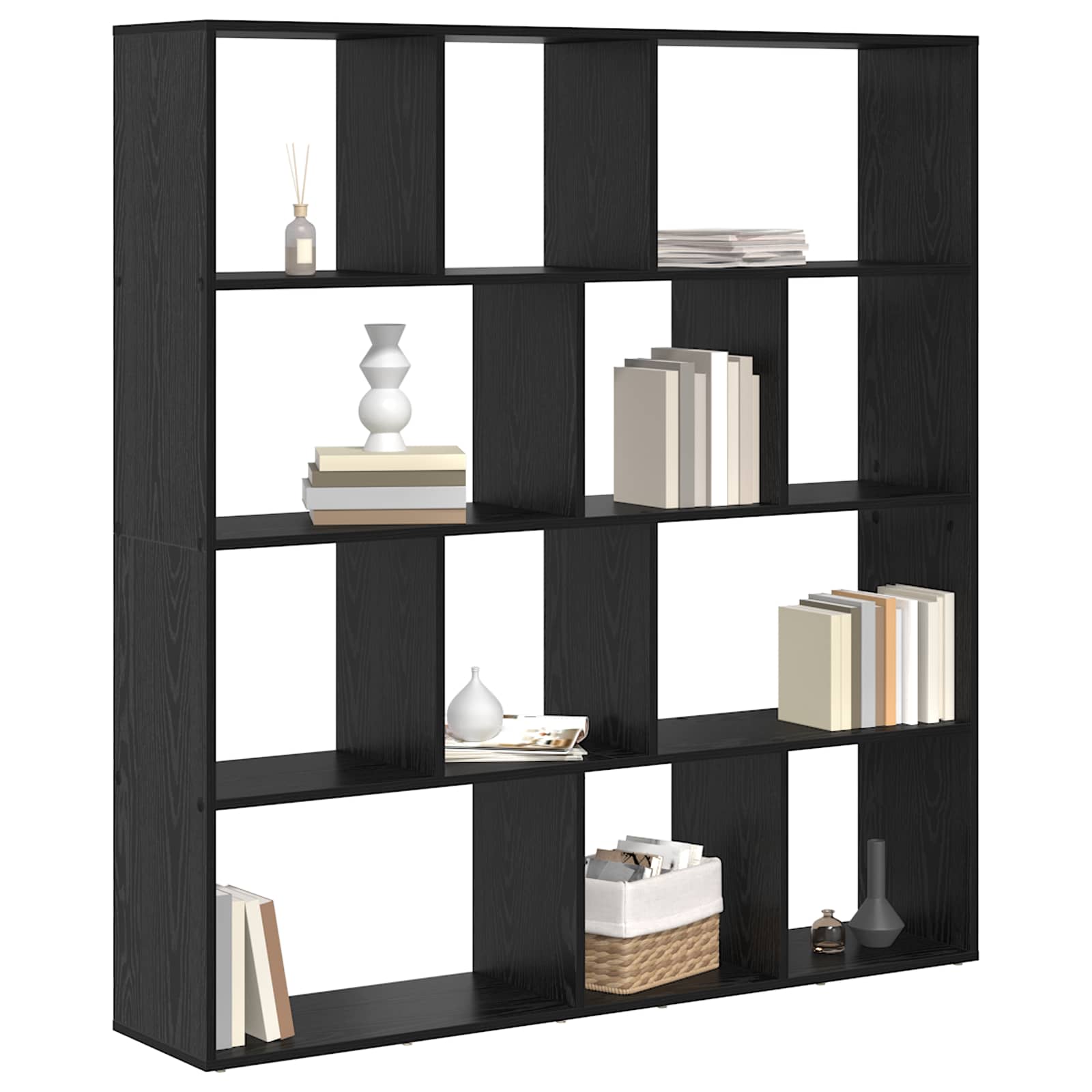 Boekenkast Zwart Eiken 132 x 29 x 141,5 cm Bewerkt hout is nu te koop bij PeponiXL, paradijselijk wonen!