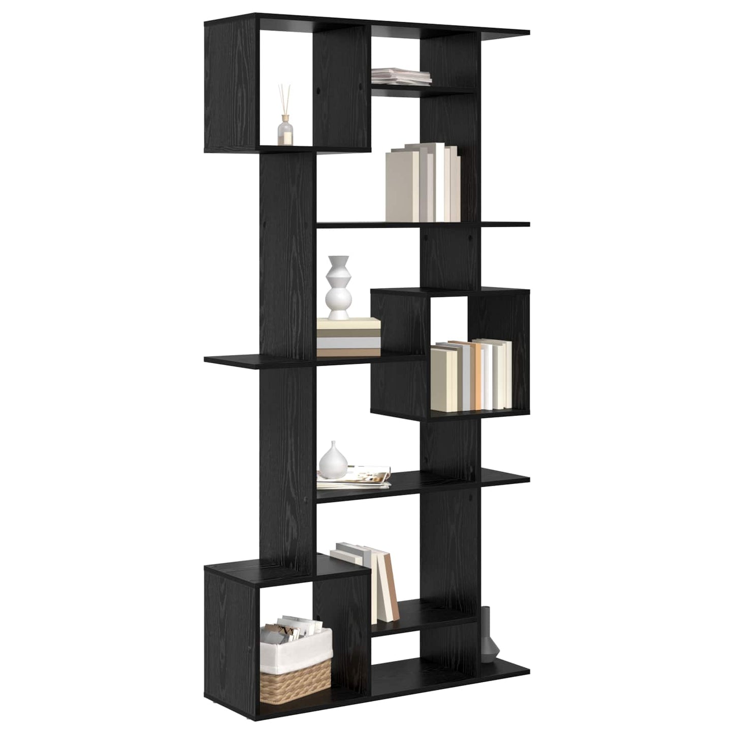 Boekenkast Zwart Eiken 92 x 29 x 188 cm Bewerkt hout is nu te koop bij PeponiXL, paradijselijk wonen!
