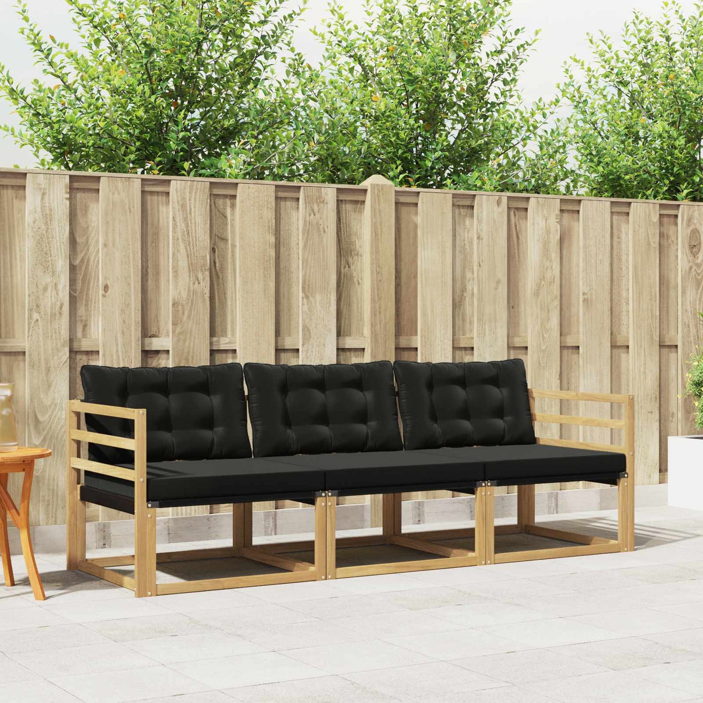 Buiten bankenset met kussen 3 pcs Wit en zwart is nu te koop bij PeponiXL, paradijselijk wonen!