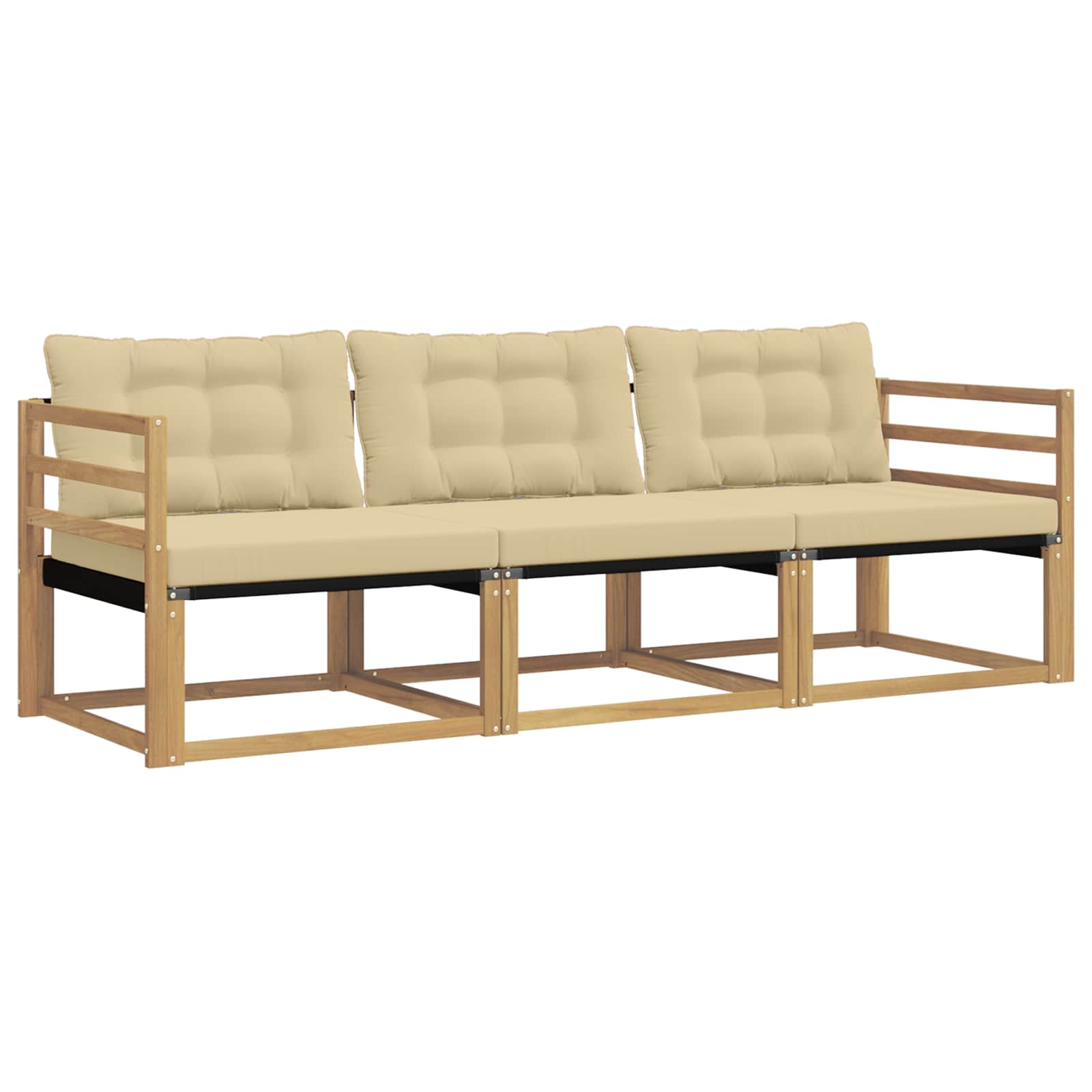 Buiten bankenset met kussen 3 pcs Wit en Beige is nu te koop bij PeponiXL, paradijselijk wonen!