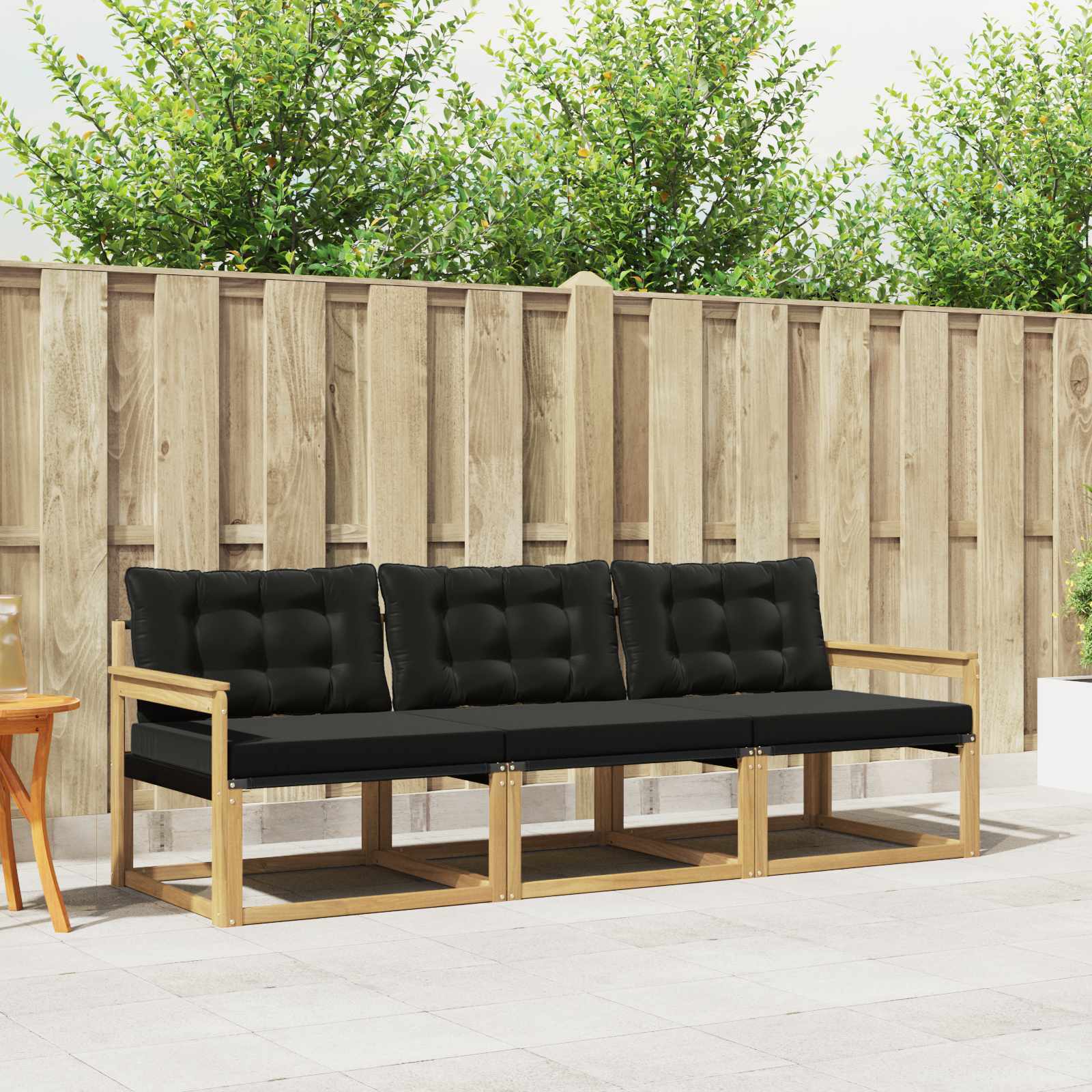 Buiten bankenset met kussen 3 pcs Wit en zwart is nu te koop bij PeponiXL, paradijselijk wonen!