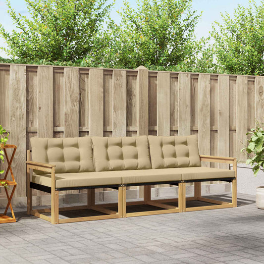 Buiten bankenset met kussen 3 pcs Wit en Beige is nu te koop bij PeponiXL, paradijselijk wonen!
