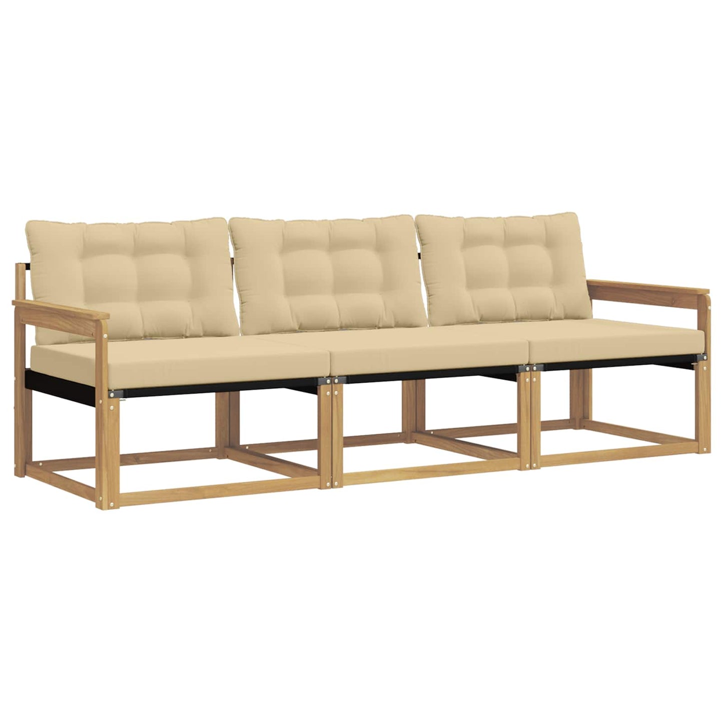 Buiten bankenset met kussen 3 pcs Wit en Beige is nu te koop bij PeponiXL, paradijselijk wonen!