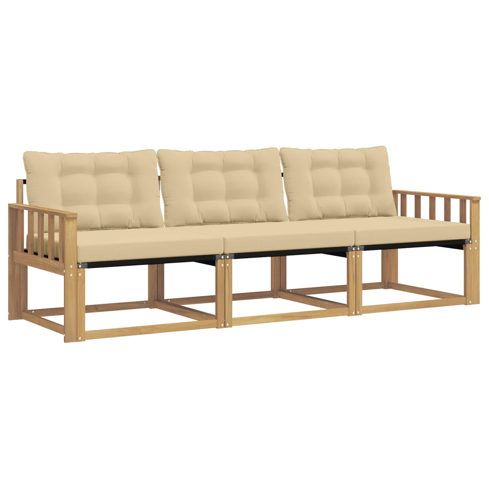 Buiten bankenset met kussen 3 pcs Wit en Beige is nu te koop bij PeponiXL, paradijselijk wonen!
