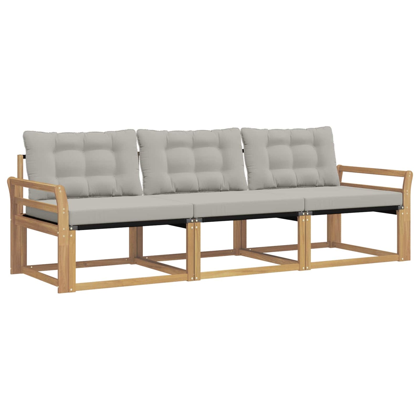 Buiten bankenset met kussen 3 pcs Wit en Lichtgrijs is nu te koop bij PeponiXL, paradijselijk wonen!