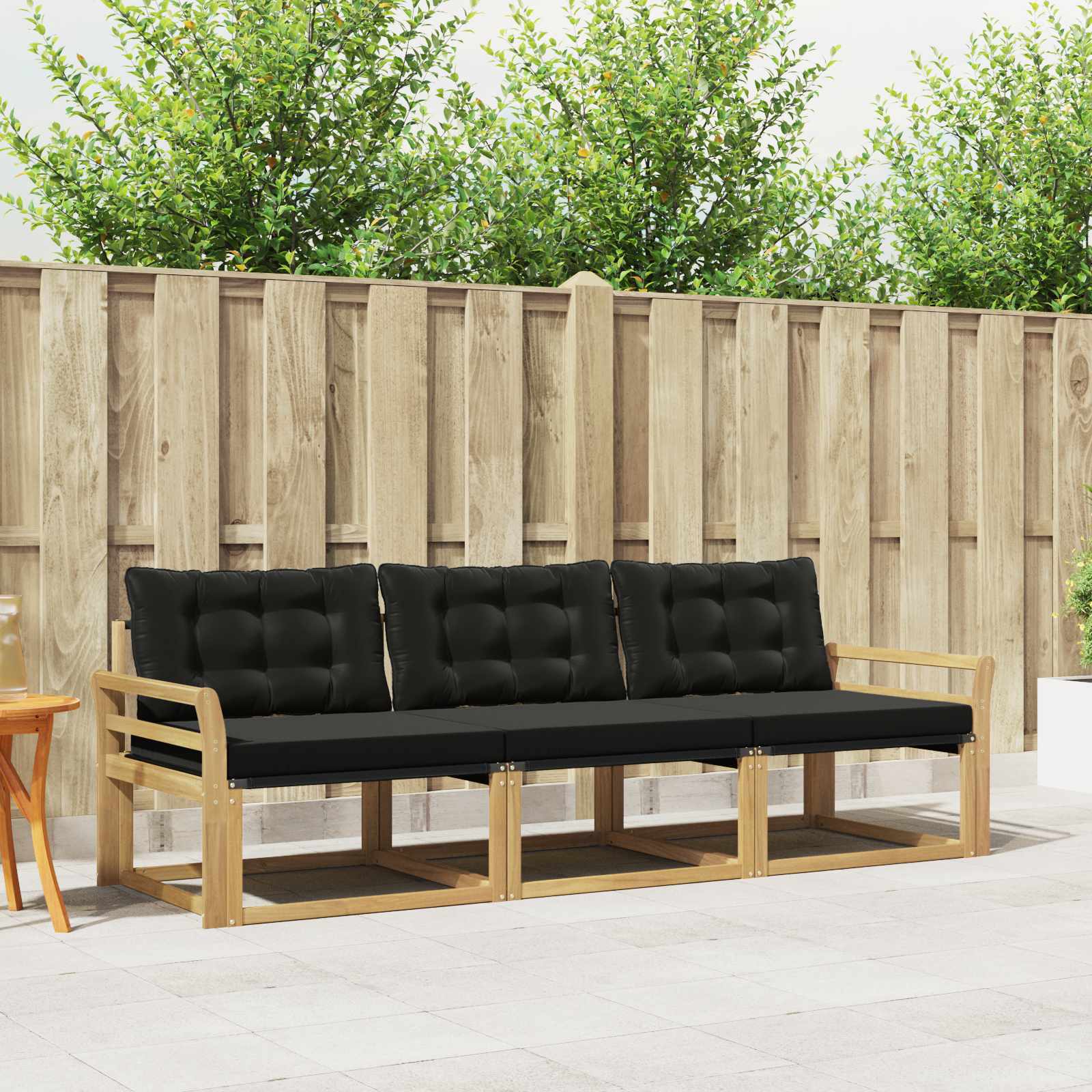 Buiten bankenset met kussen 3 pcs Wit en zwart is nu te koop bij PeponiXL, paradijselijk wonen!