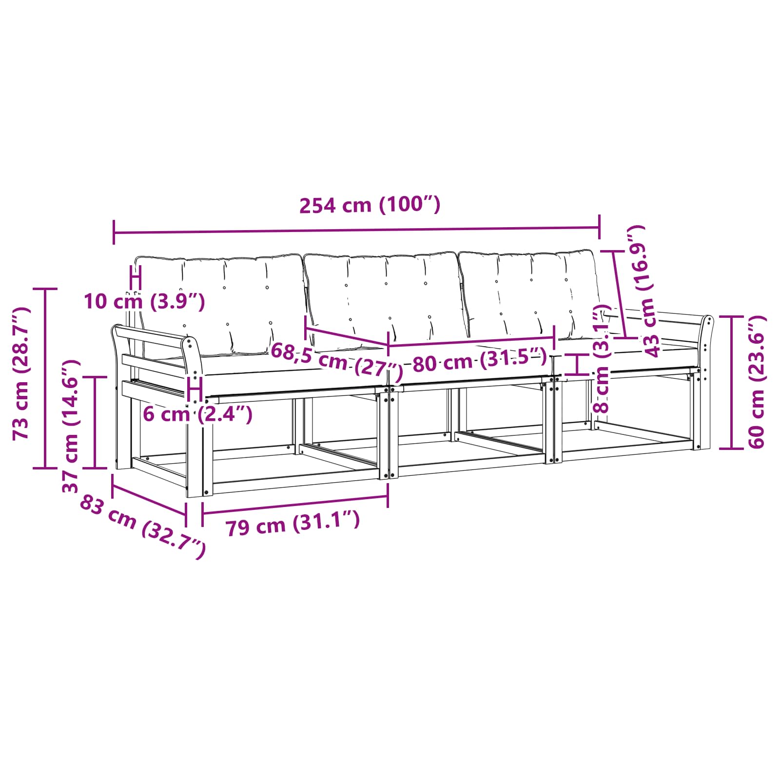 Buiten bankenset met kussen 3 pcs Wit en zwart is nu te koop bij PeponiXL, paradijselijk wonen!