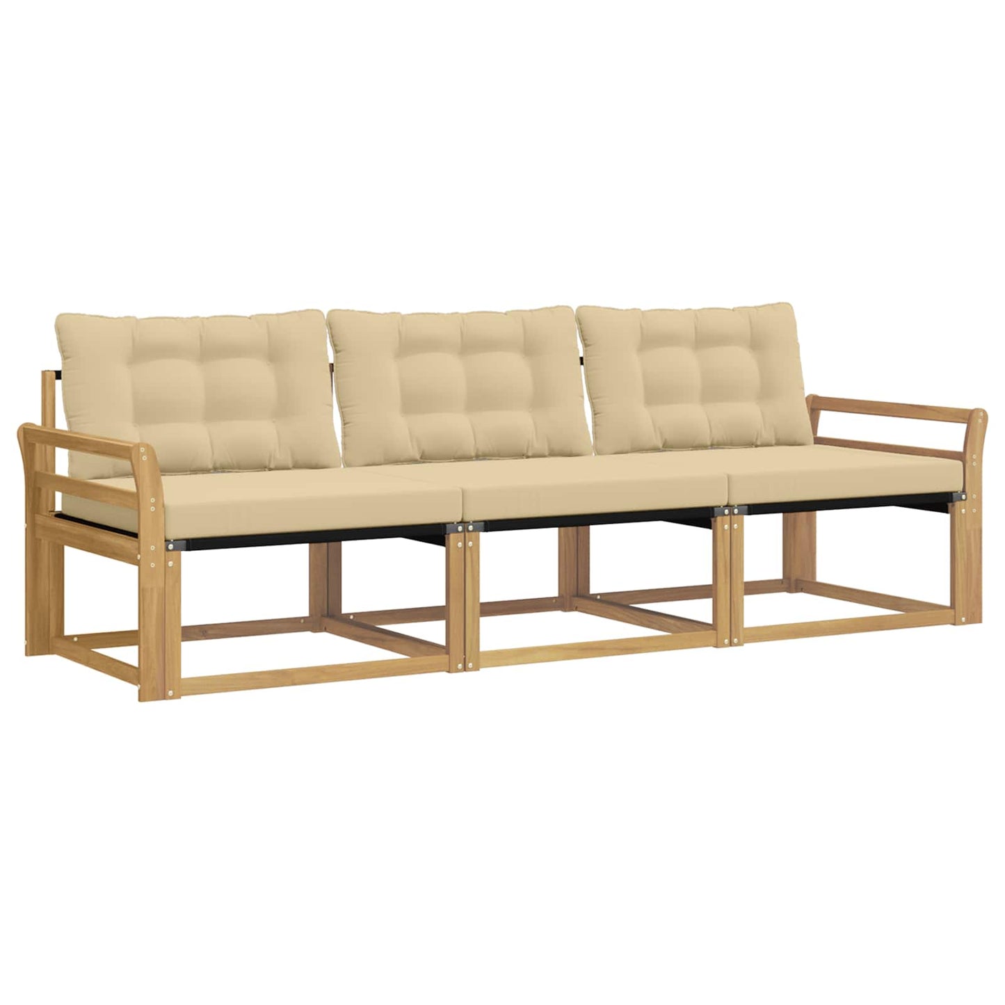 Buiten bankenset met kussen 3 pcs Wit en Beige is nu te koop bij PeponiXL, paradijselijk wonen!