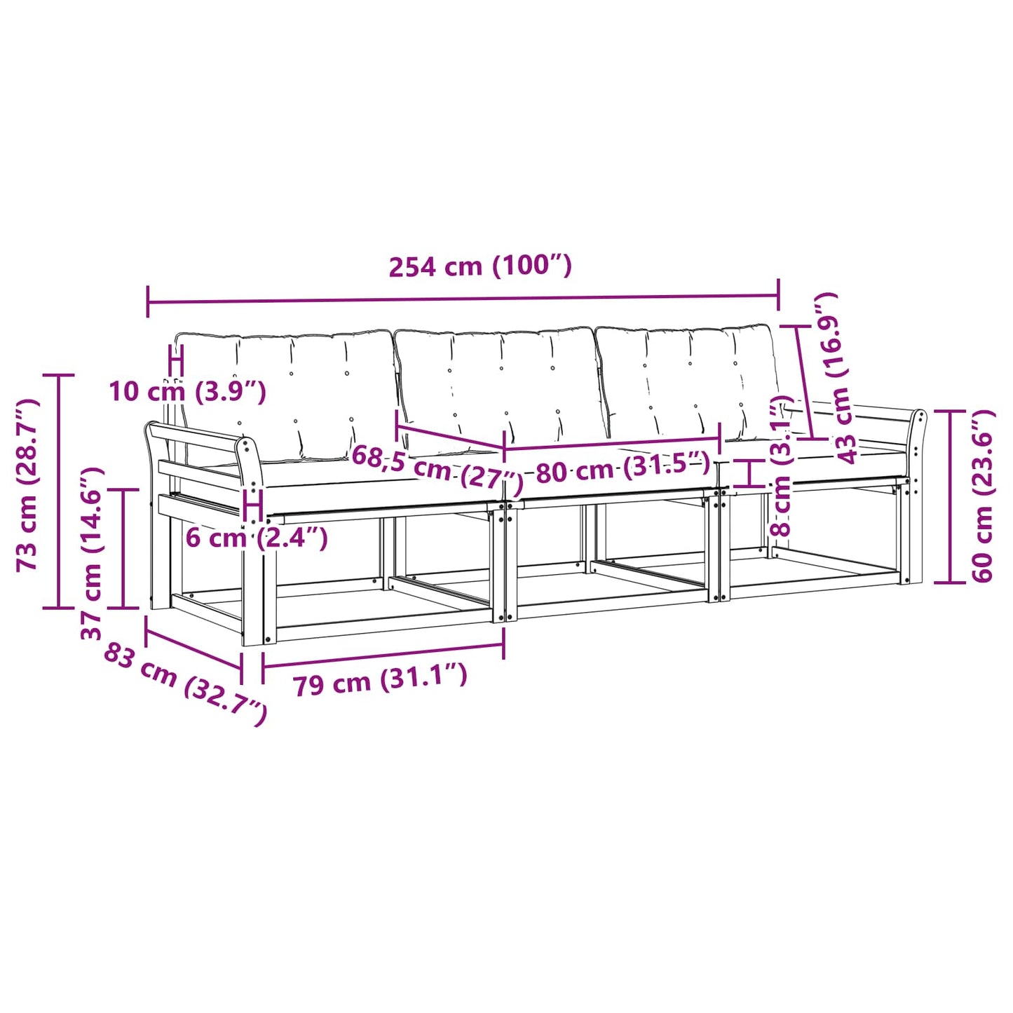Buiten bankenset met kussen 3 pcs Wit en Beige is nu te koop bij PeponiXL, paradijselijk wonen!
