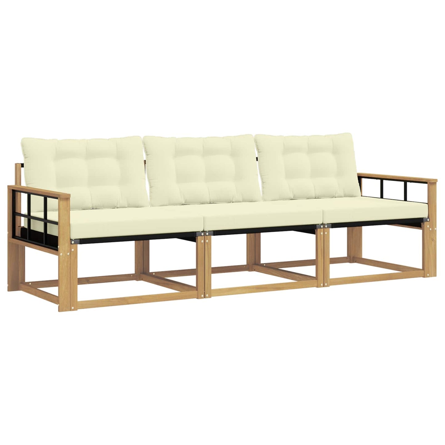 Buiten bankenset met kussen 3 pcs Wit en crèmekleurig is nu te koop bij PeponiXL, paradijselijk wonen!