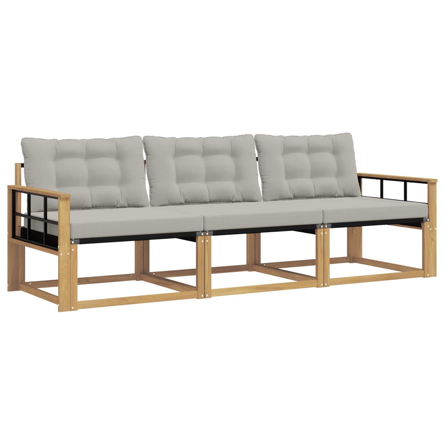 Buiten bankenset met kussen 3 pcs Wit en Lichtgrijs is nu te koop bij PeponiXL, paradijselijk wonen!